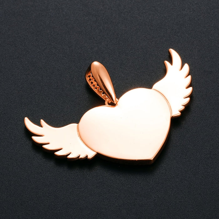 Custom Angel Wings Heart Photo Pendant - Different Drips