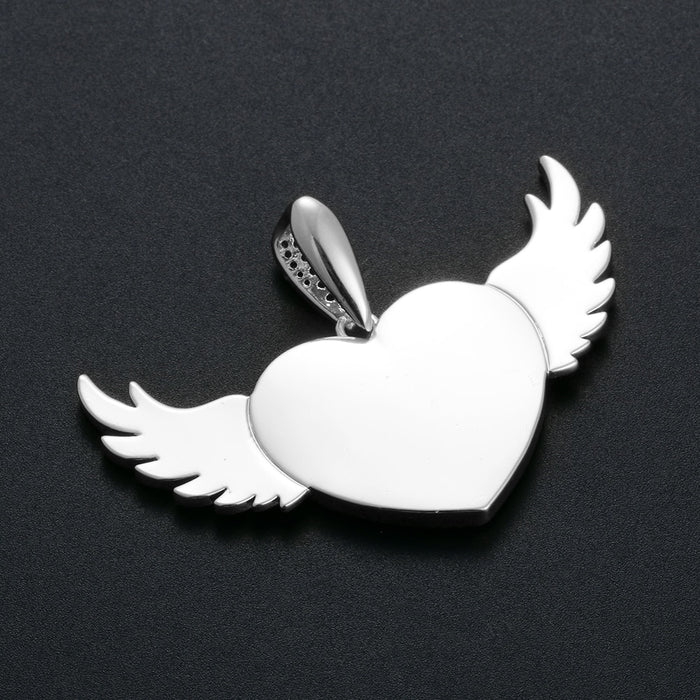 Custom Angel Wings Heart Photo Pendant - Different Drips