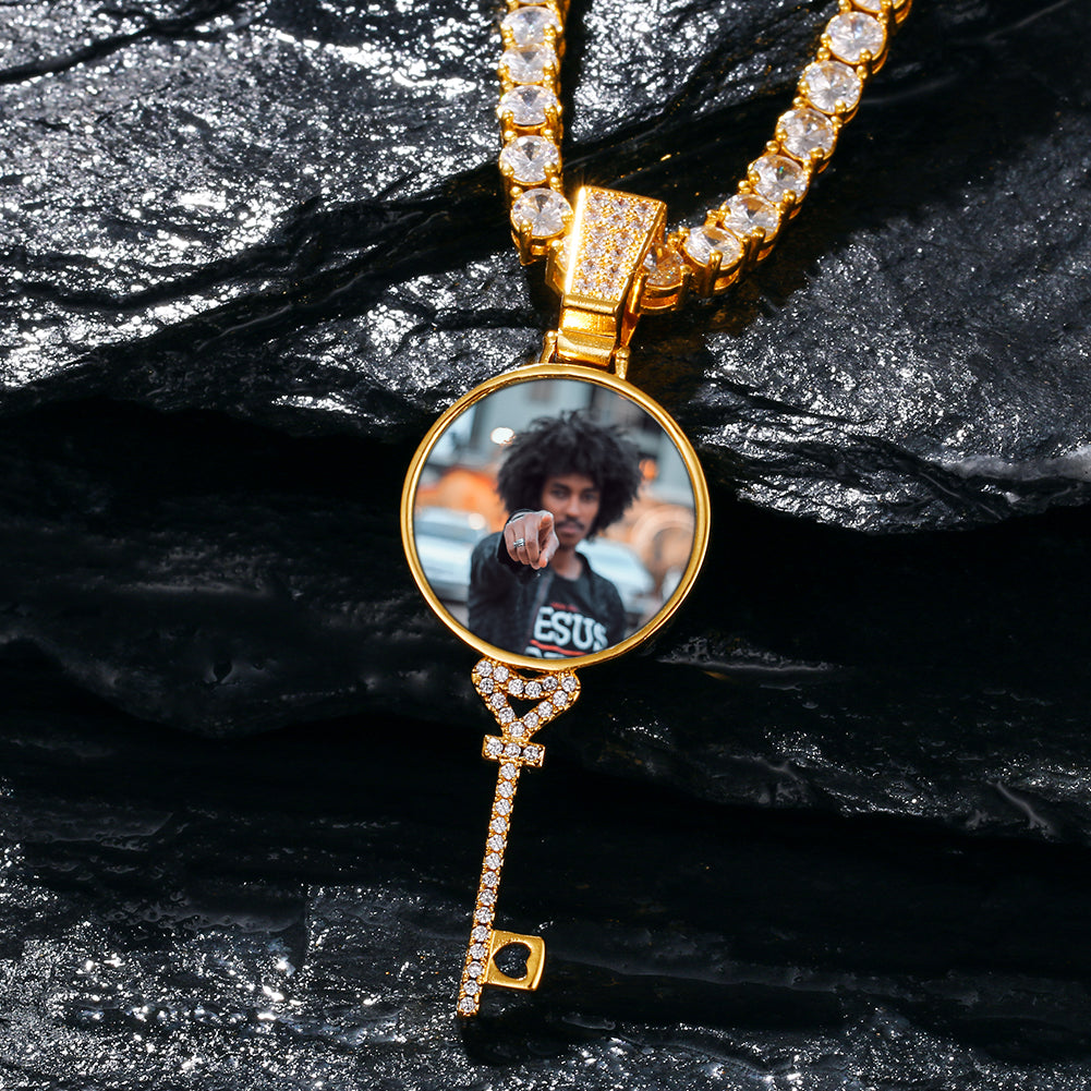 Custom Key Shaped Photo Pendant - Different Drips