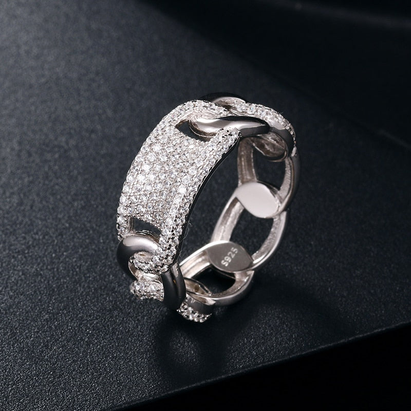 925 Sterling Silver Coffee Cuban Link Ring - Different Drips