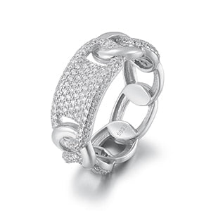 925 Sterling Silver Coffee Cuban Link Ring - Different Drips