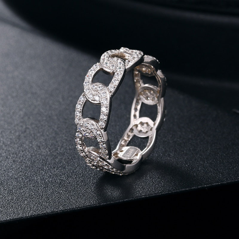925 Sterling Silver Cuban Link Ring - Different Drips
