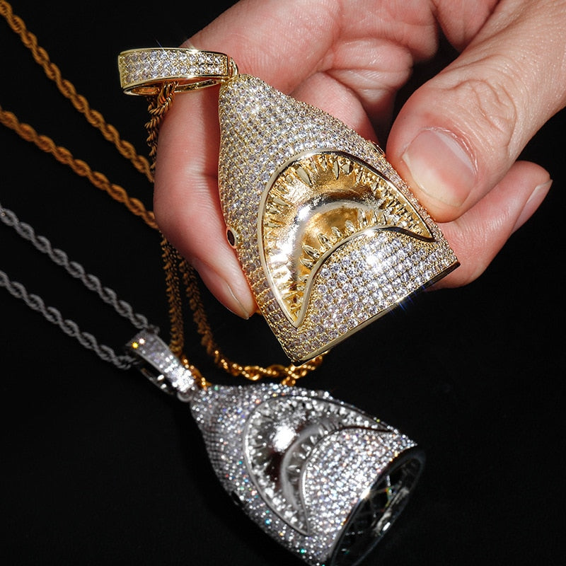 Iced Shark Head Pendant - Different Drips