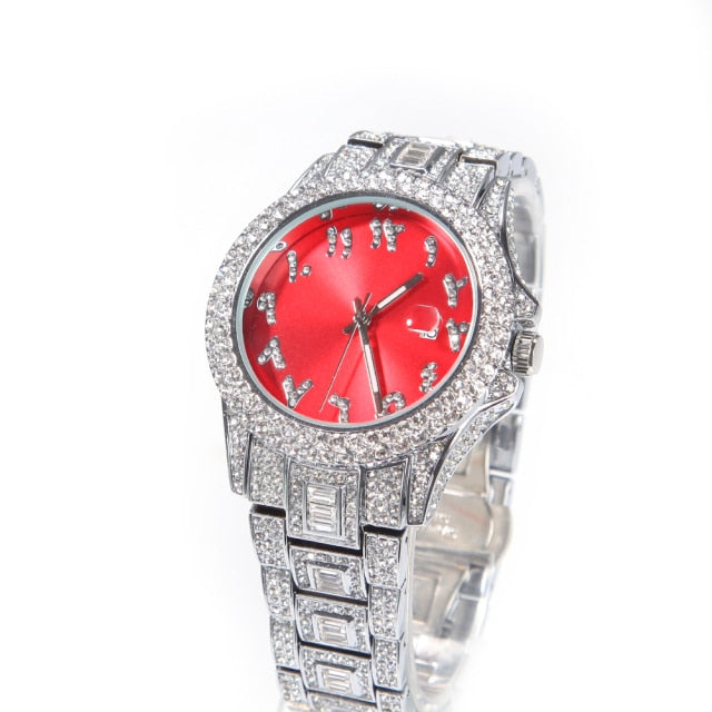 Iced Colored Dial Arabic Numeral Watch - Different Drips