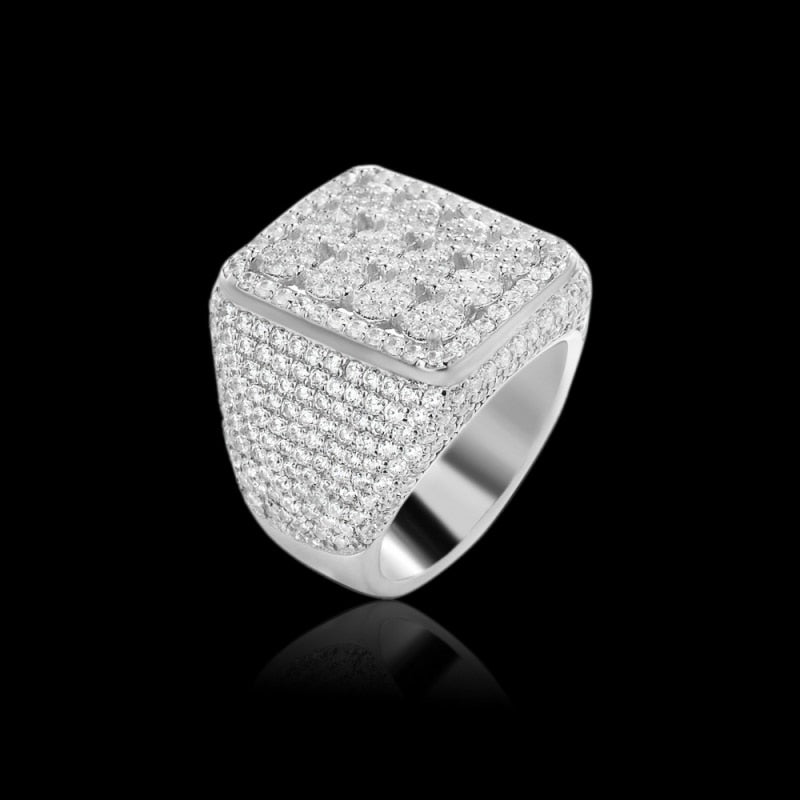 Solid 925 Sterling Silver Square Signet Ring - Different Drips