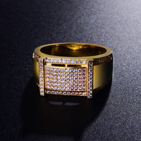 Thumbnail for Solid 925 Sterling Silver Iced Rectangle Signet Ring - Different Drips