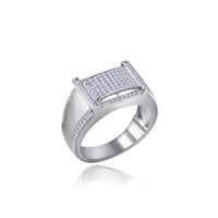 Thumbnail for Solid 925 Sterling Silver Iced Rectangle Signet Ring - Different Drips