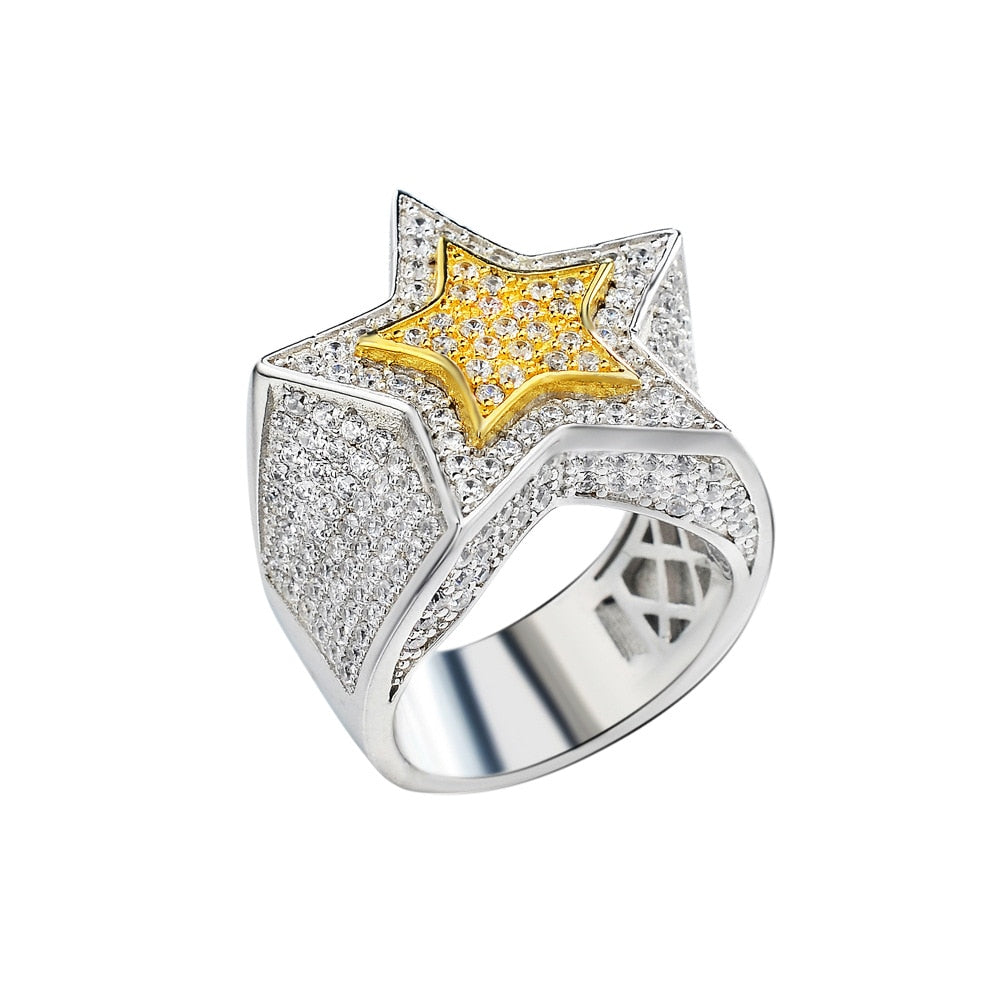 Solid 925 Sterling Silver Five Star Ring - Different Drips