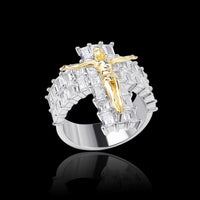 Thumbnail for Solid 925 Sterling Silver Baguette Jesus Cross Ring - Different Drips