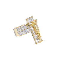 Thumbnail for Solid 925 Sterling Silver Baguette Jesus Cross Ring - Different Drips