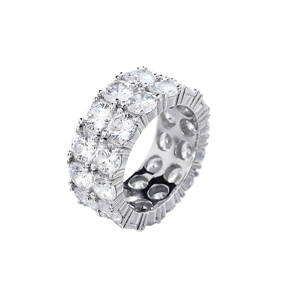 Solid 925 Sterling Silver Double Row Eternity Ring - Different Drips