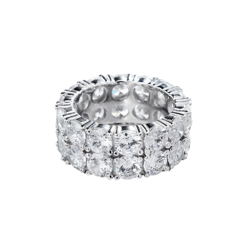 Solid 925 Sterling Silver Double Row Eternity Ring - Different Drips