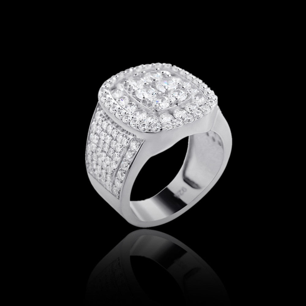 Solid 925 Sterling Silver Double Step Signet Ring - Different Drips