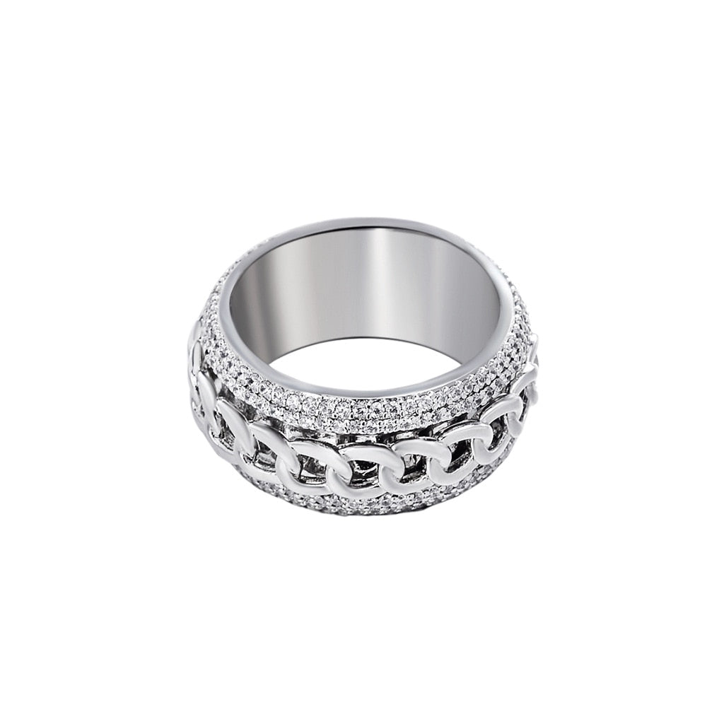 Solid 925 Sterling Silver Rotatable Cuban Ring - Different Drips