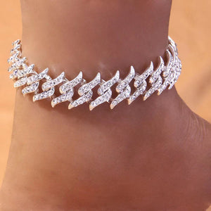 12mm Spiked Cuban Link Anklet - Different Drips