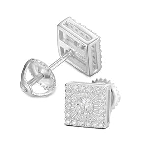 925 Sterling Silver Moissanite Square Stud Earrings - Different Drips