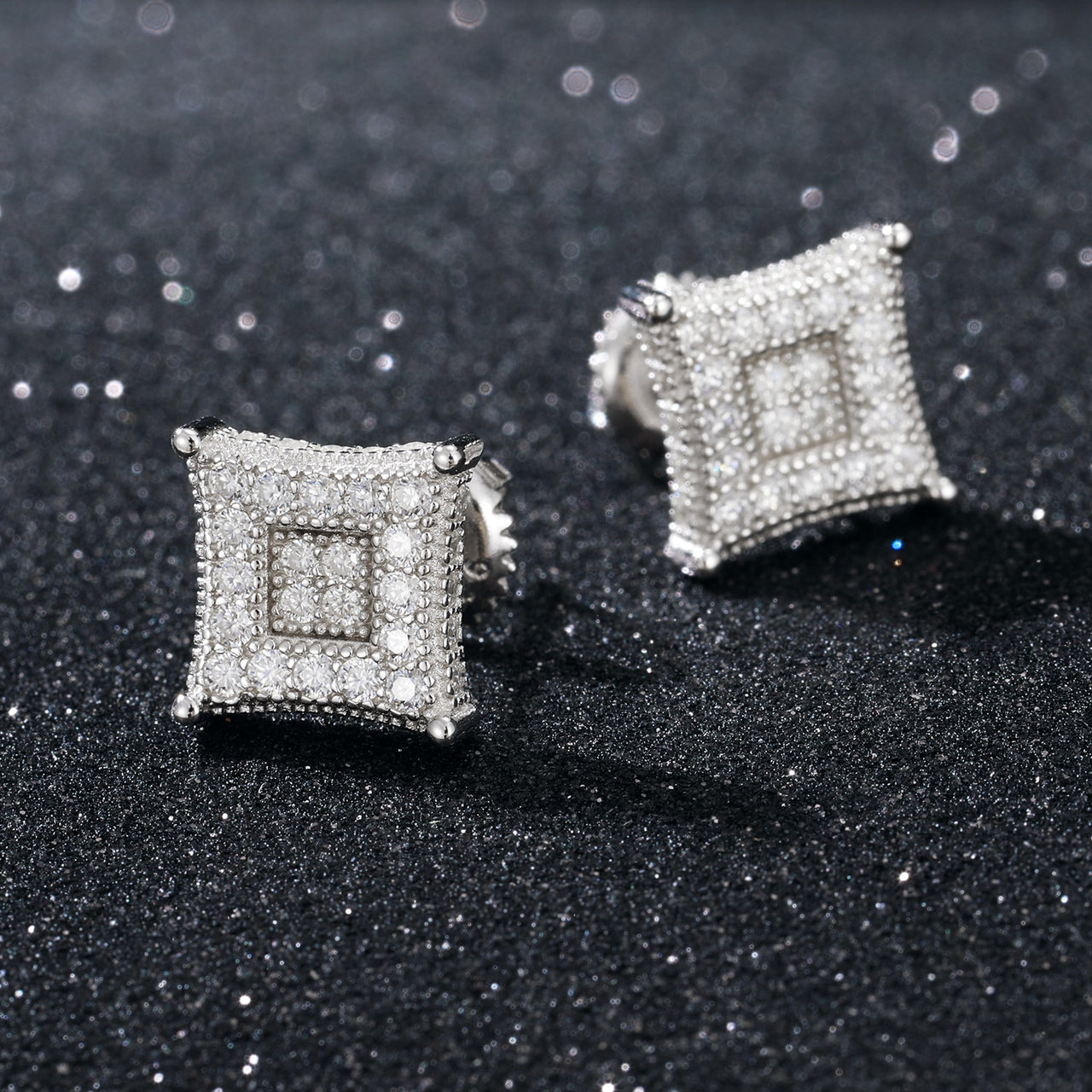 S925 Moissanite Square Dip Earrings - Different Drips
