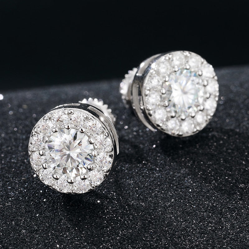 S925 Moissanite Round Stud Earrings - Different Drips