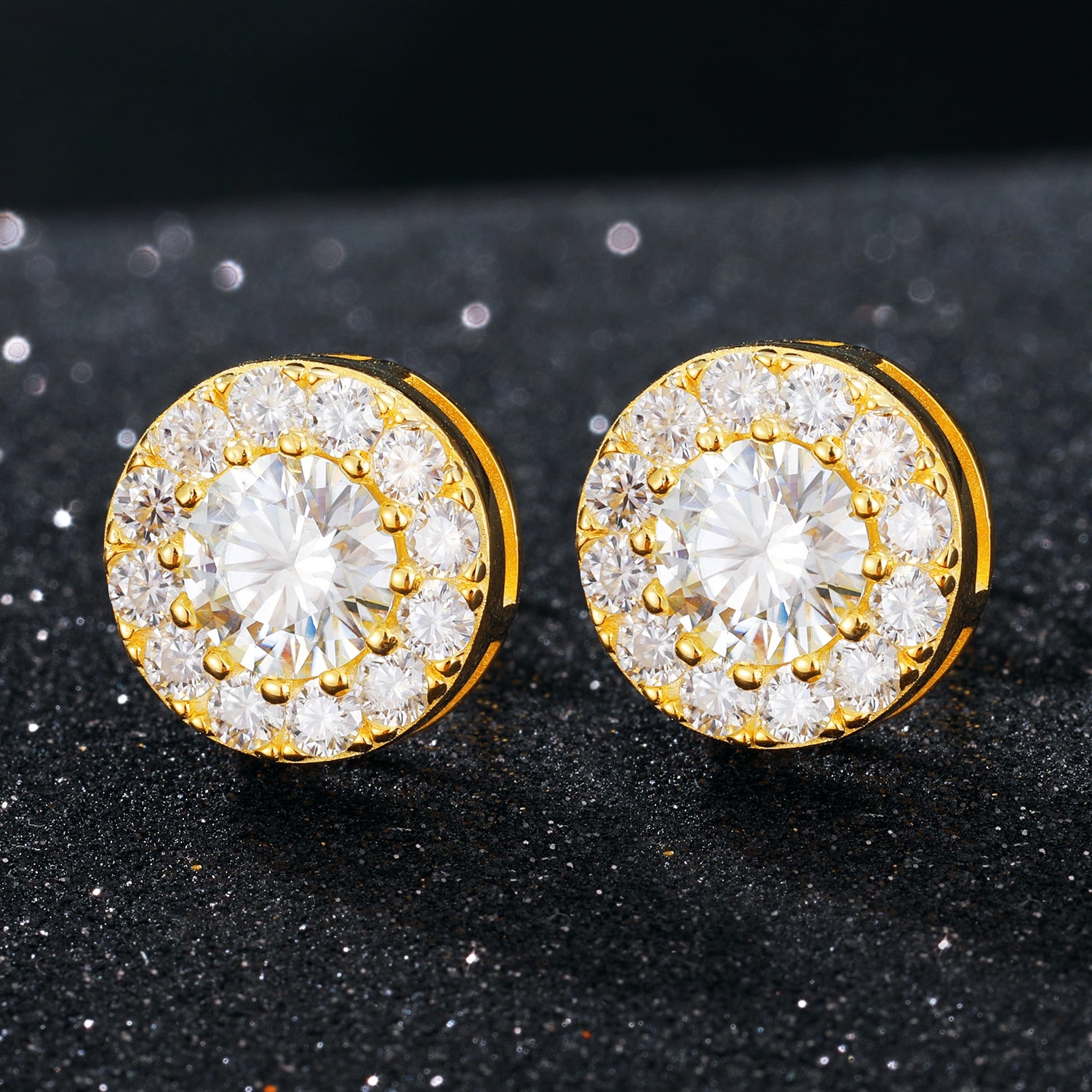 S925 Moissanite Round Stud Earrings - Different Drips