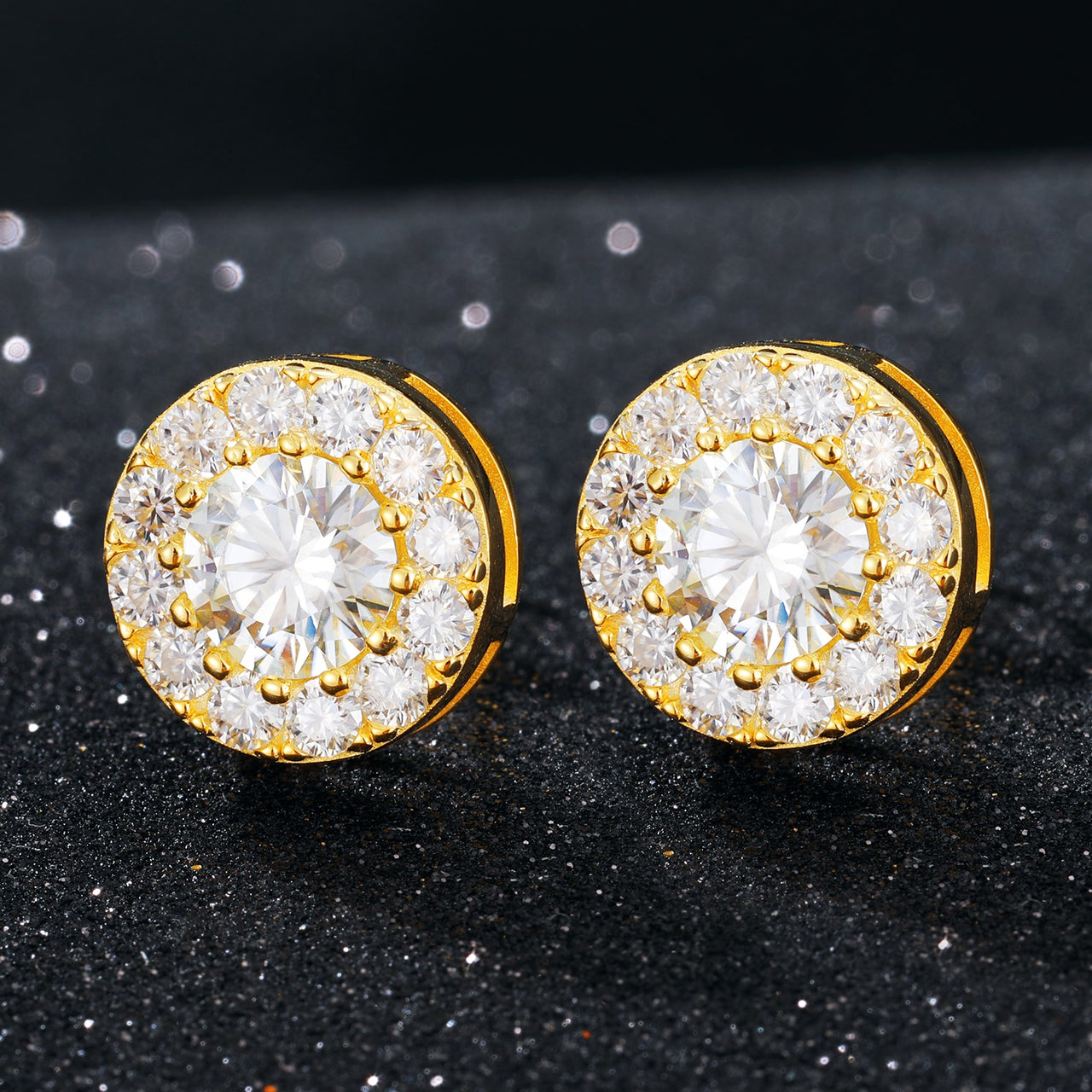 S925 Moissanite Round Stud Earrings - Different Drips