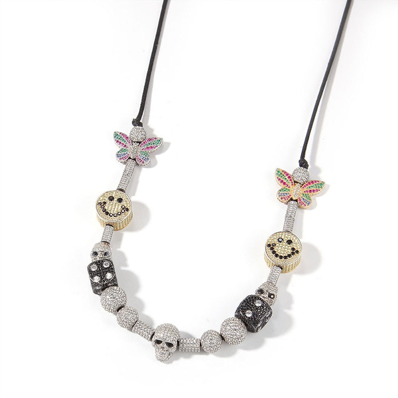 Iced Out Skull & Dice Necklace - Different Drips