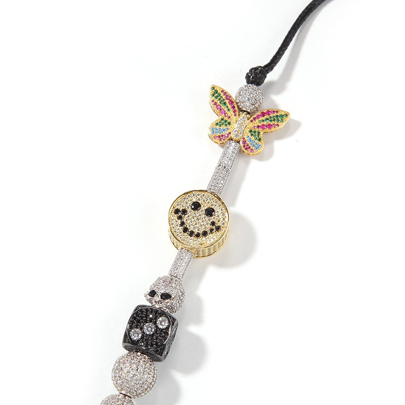 Iced Out Skull & Dice Necklace - Different Drips
