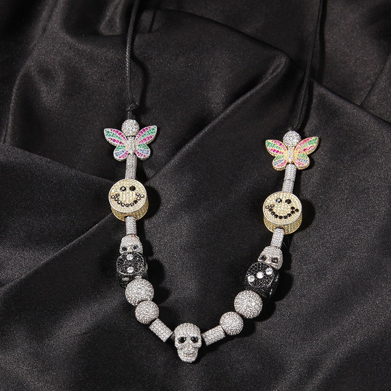 Iced Out Skull & Dice Necklace - Different Drips