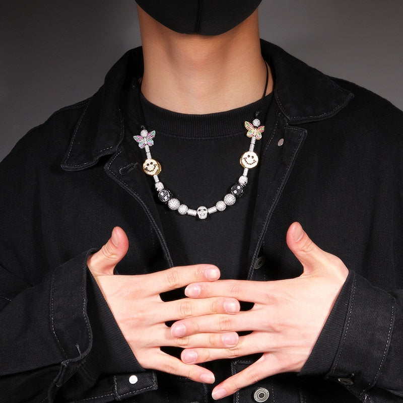 Iced Out Skull & Dice Necklace - Different Drips