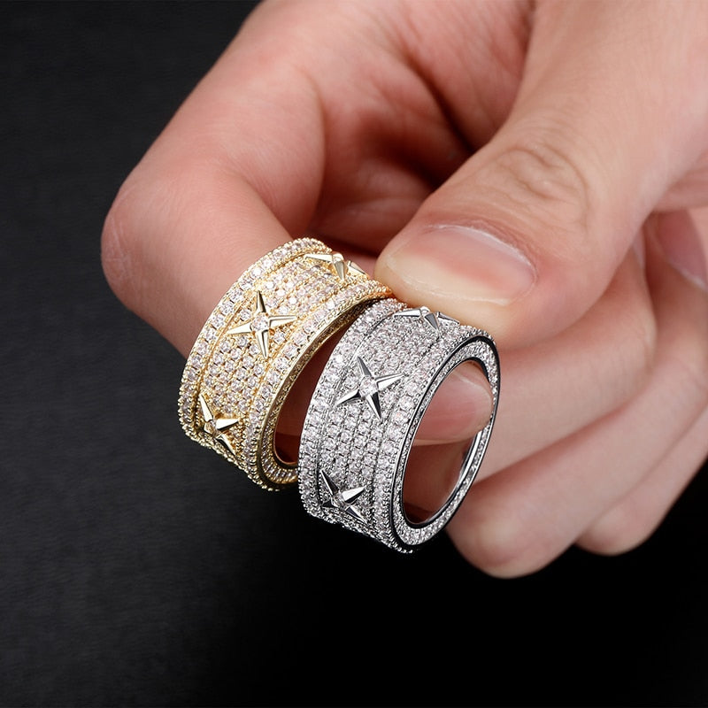 6 Row Iced Out X Ring - Different Drips
