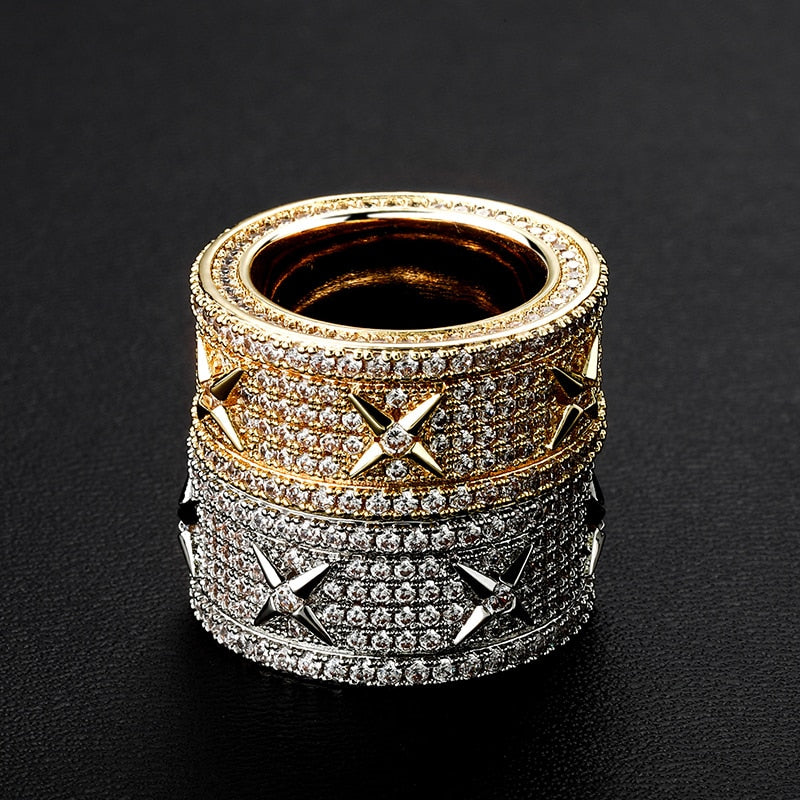 6 Row Iced Out X Ring - Different Drips