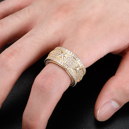 6 Row Iced Out X Ring - Different Drips