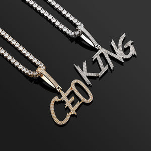 Thin Brush Font Custom Letter Pendant - Different Drips