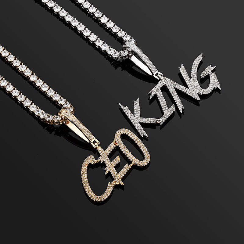 Thin Brush Font Custom Letter Pendant - Different Drips