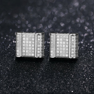 925 Sterling Silver Moissanite Square Stud Earrings - Different Drips