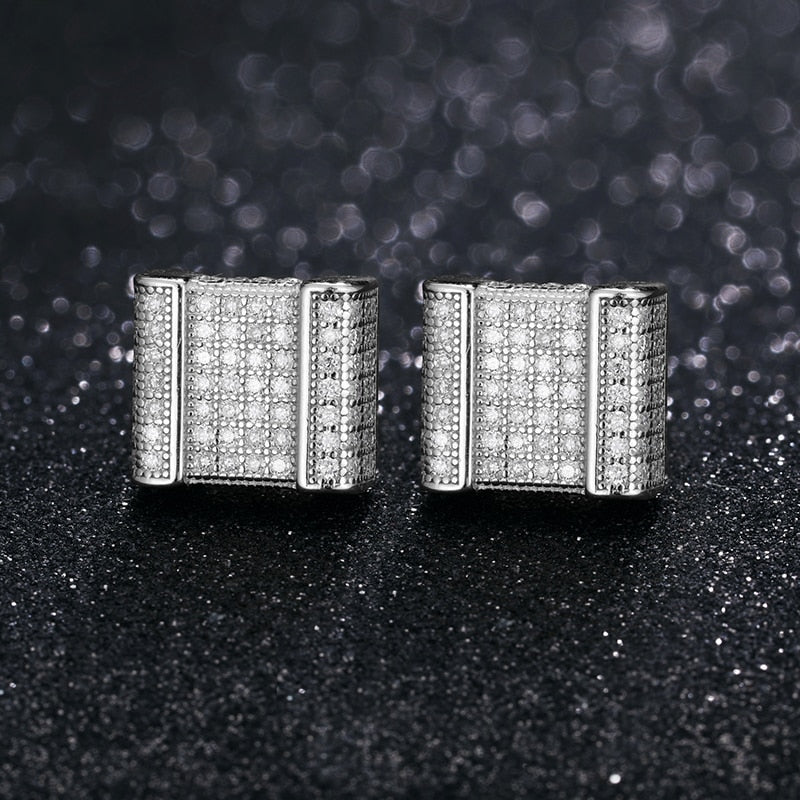 925 Sterling Silver Moissanite Square Stud Earrings - Different Drips