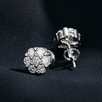 Thumbnail for 925 Sterling Silver Moissanite Round Flower Pattern Earrings - Different Drips