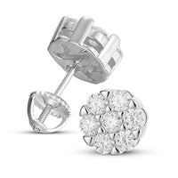 Thumbnail for 925 Sterling Silver Moissanite Round Flower Pattern Earrings - Different Drips