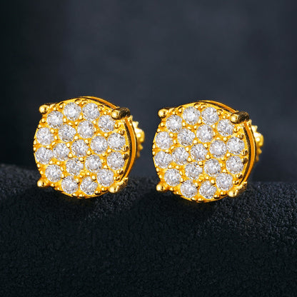 925 Sterling Silver Moissanite 3 Row Round Stud Earrings - Different Drips