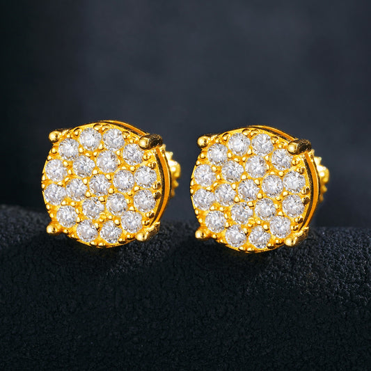 925 Sterling Silver Moissanite 3 Row Round Stud Earrings - Different Drips