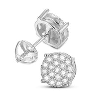 Thumbnail for 925 Sterling Silver Moissanite 3 Row Round Stud Earrings - Different Drips