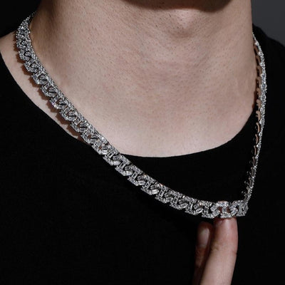 9mm mariner link chain set with square cut baguette stones