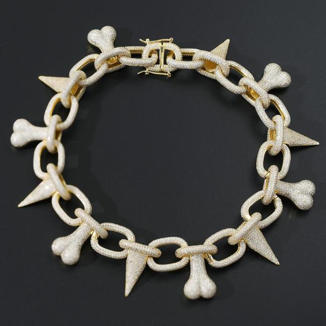 Iced Out Bone Rivet Chain Different Drips