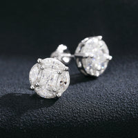 Thumbnail for 925 Sterling Silver Moissanite Round Baguette Earrings - Different Drips
