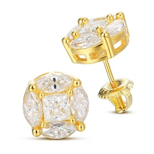 925 Sterling Silver Moissanite Round Baguette Earrings - Different Drips