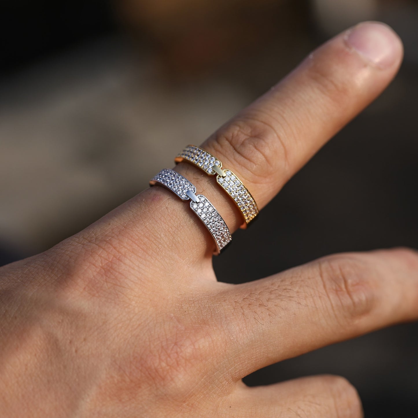 Iced Out Double Sided Ring - Different Drips