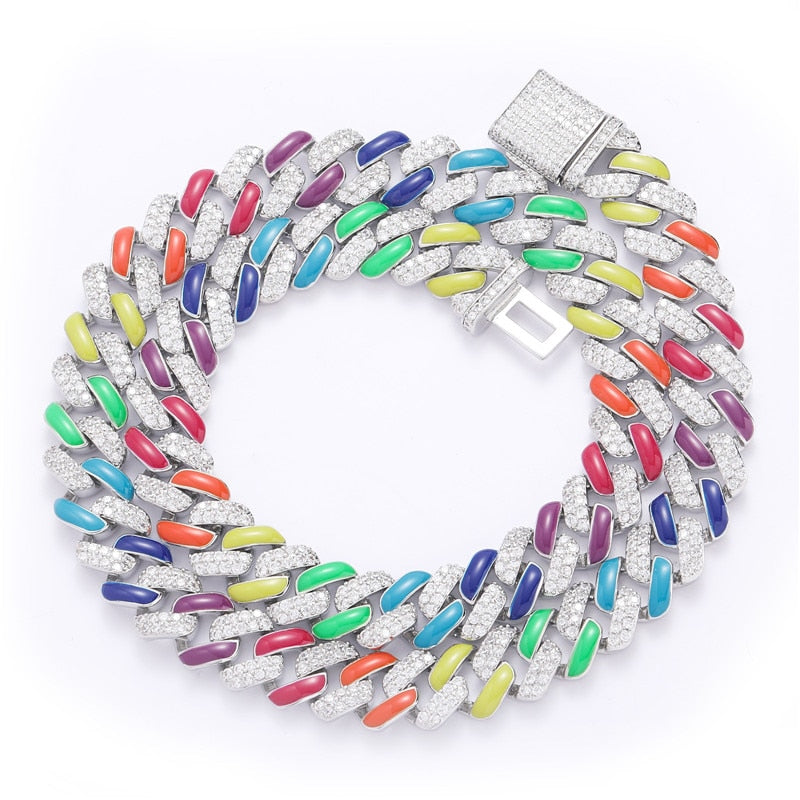 12mm Multicolor Prong Cuban Chain - Different Drips