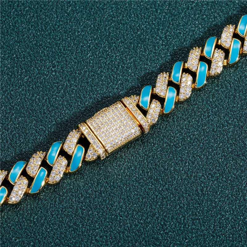 12mm Multicolor Prong Cuban Chain - Different Drips