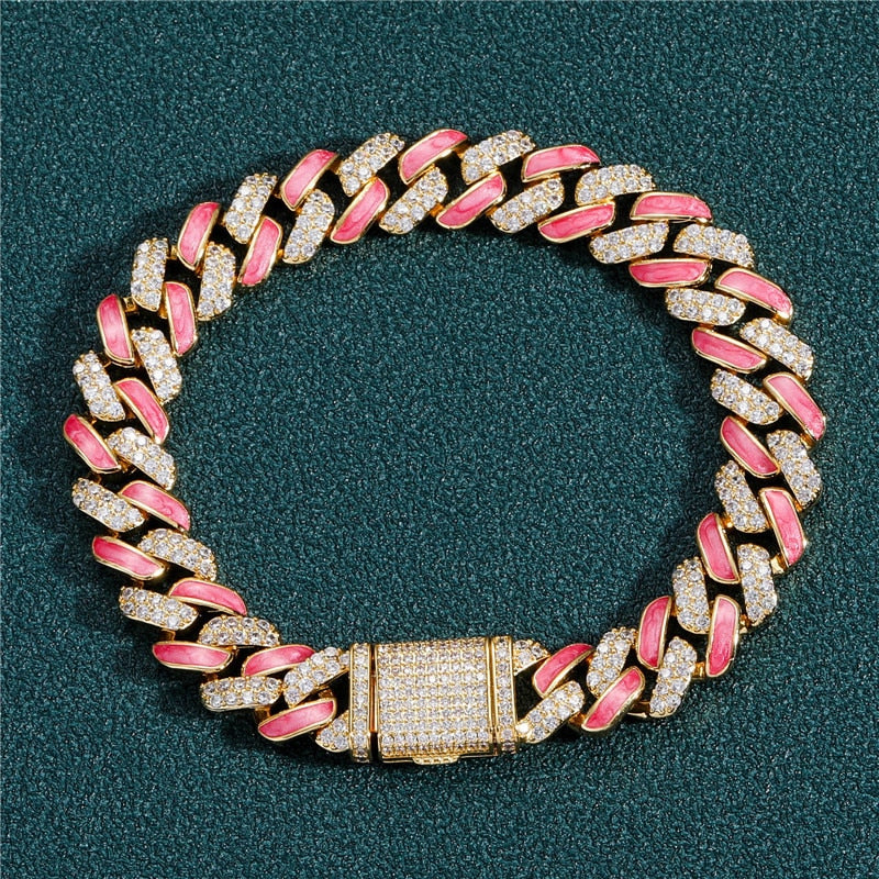 12mm Multicolor Prong Cuban Chain - Different Drips