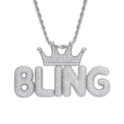 Crowned Bubble Font Custom Letter Pendant - Different Drips
