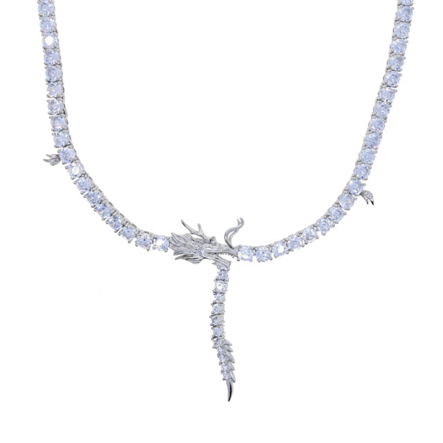 Iced 5mm Tennis Chain Dragon Necklace - Different Drips